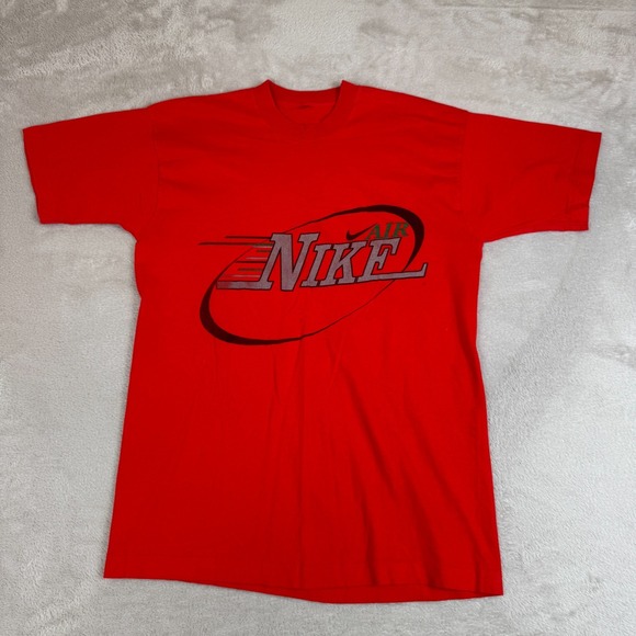 Vintage Nike Air Shirt Mens Medium Red Preowned Logo Print Lightweight Basic Tee - Picture 1 of 5